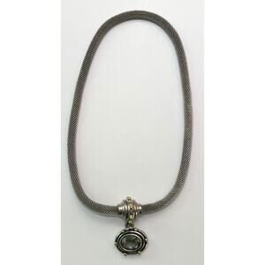 Cabot Silver Mesh Necklace Faceted Stone Removable Pendant Changeable